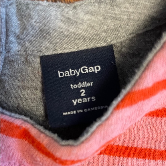 GAP Kids Striped Long Sleeve Tee in Coral and Navy size 2T - Picture 2 of 6